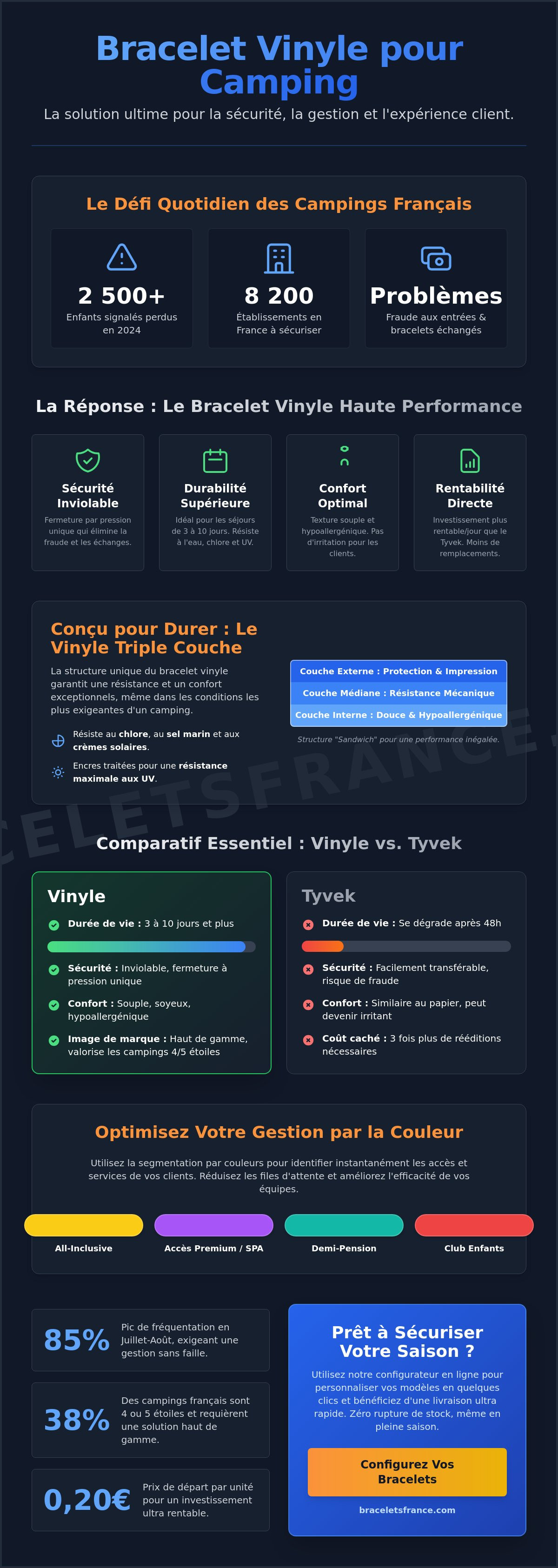 Bracelet vinyle pour camping